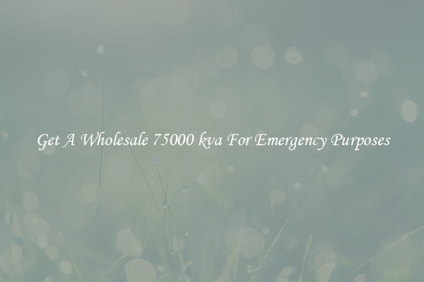 Get A Wholesale 75000 kva For Emergency Purposes